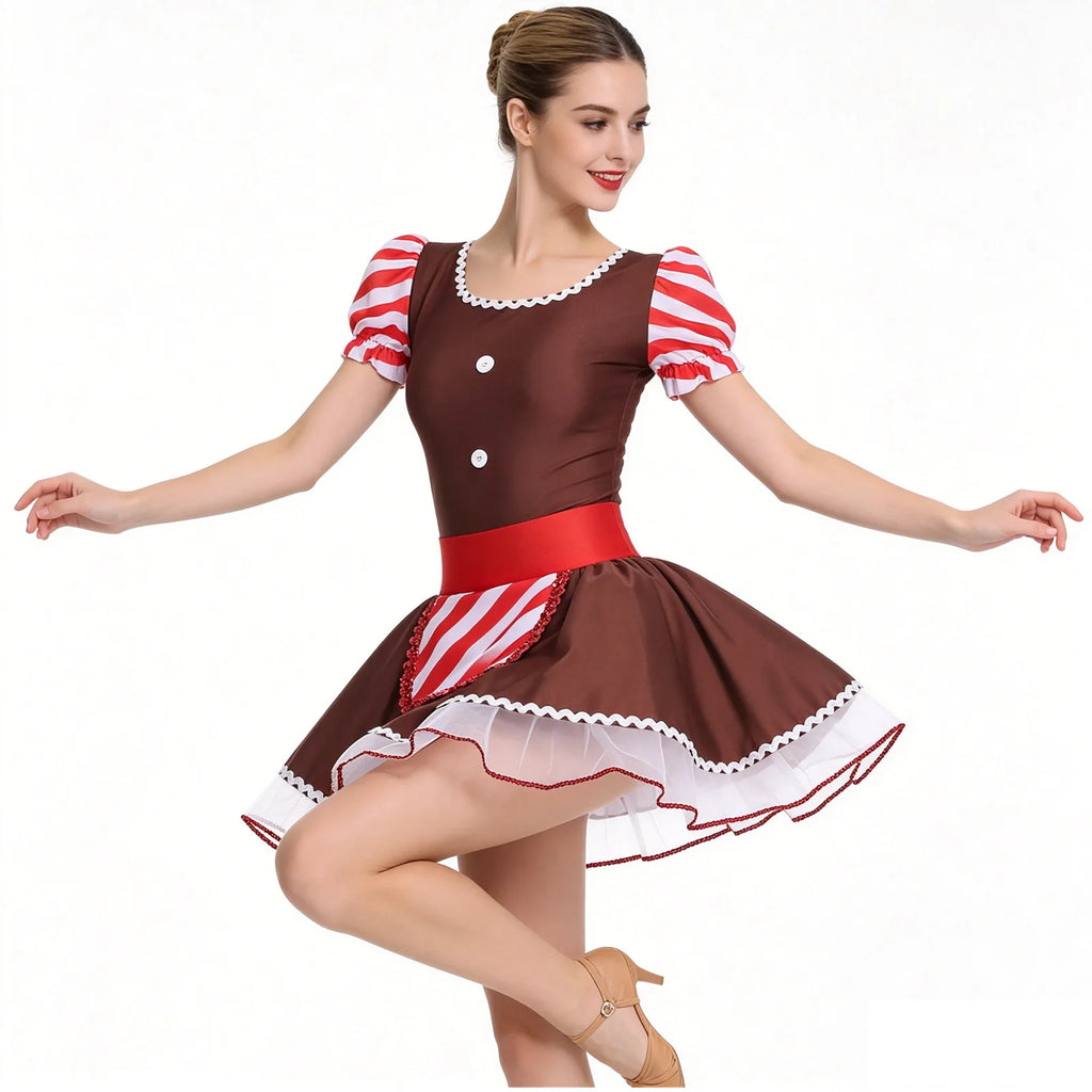 Gingerbread Costume Dress | Candy Cane Trim