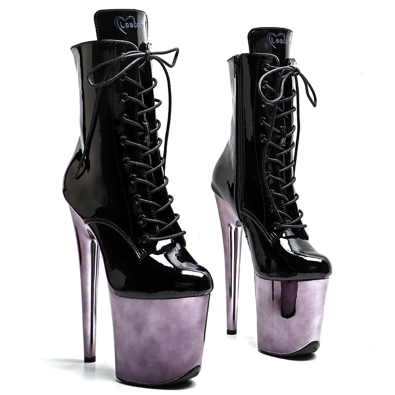 8-Inch Platform Ankle Boots - Lace-Up Dance Boots