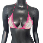 Gradient Rhinestone Mesh Crop Top - Sheer Fishnet Tank
