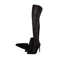 Rhinestone Over-the-Knee Stiletto Boots | Pointed Toe 12cm | 5 Colors
