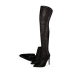 Rhinestone Over-the-Knee Stiletto Boots | Pointed Toe 12cm | 5 Colors