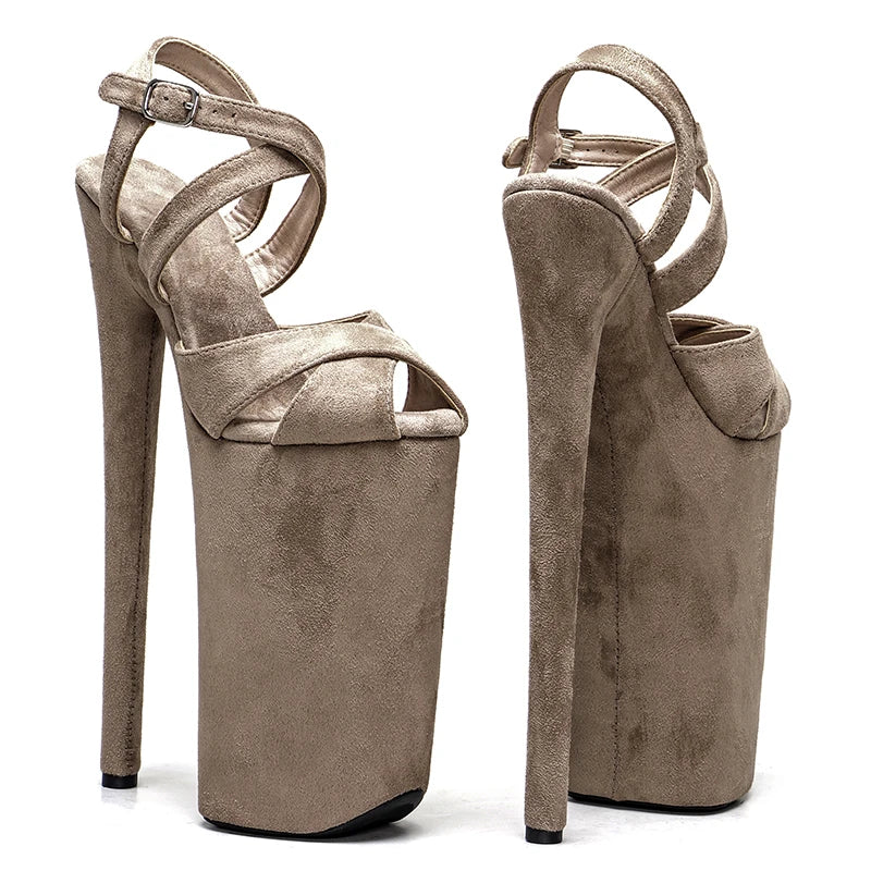 10-Inch Suede Platform Sandals - Open-Toe Dance Heels