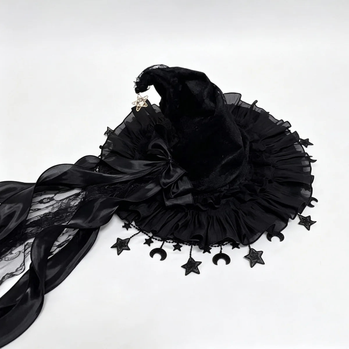 Gothic Witch Hat | Velvet, Lace & Satin Ribbon