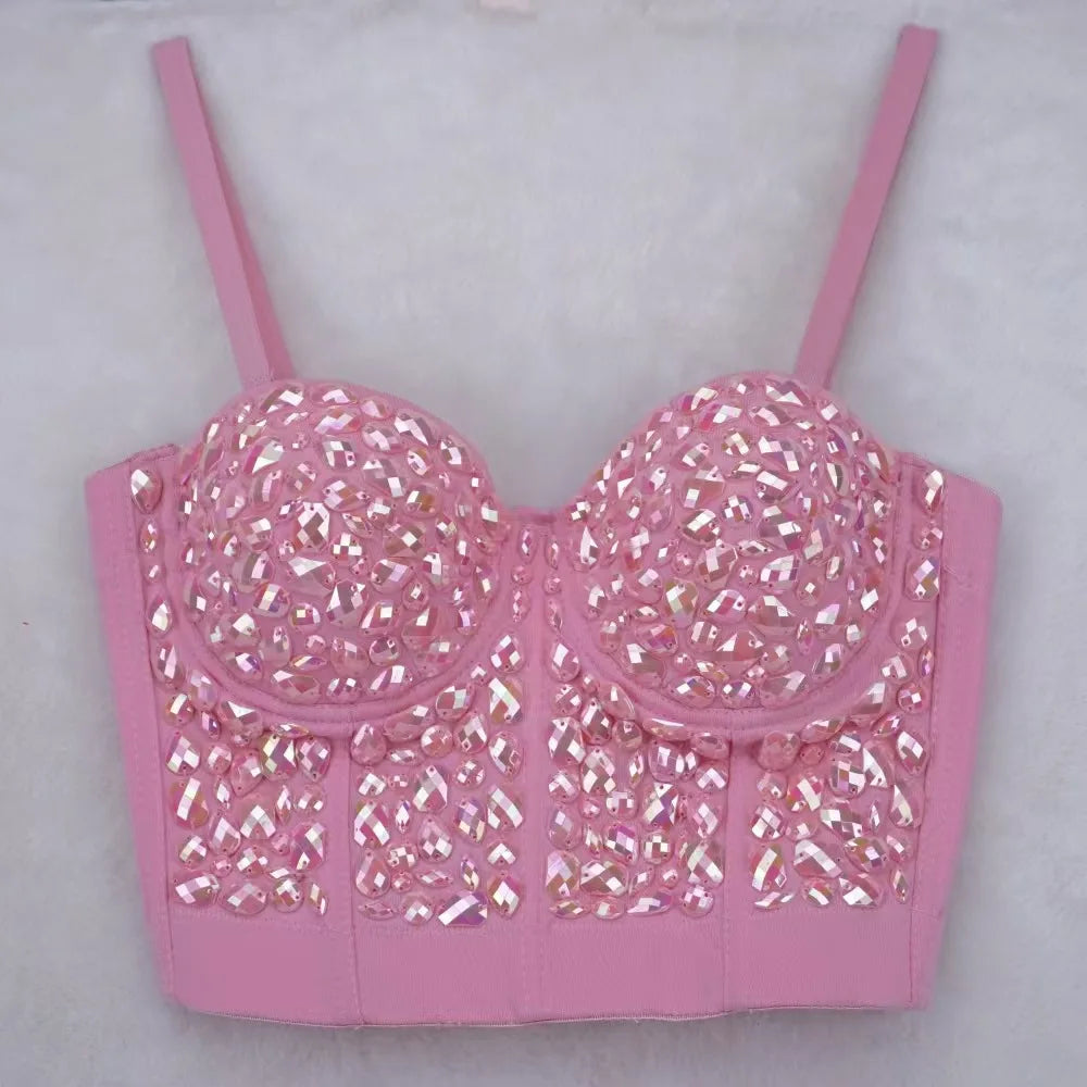Heavy Beading Rhinestone Bustier | Colorful Crystal Corset Top