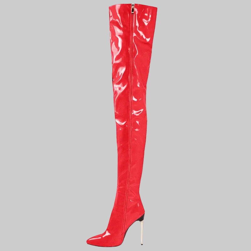 Daring Patent Thigh-High Stiletto Boots - Extreme Over-the-Knee Performance & Nightlife Boots (11cm Heel)