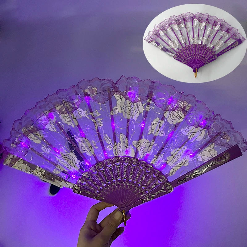 LED Lace Hand Fan | Light-Up Dance & Performance Fan