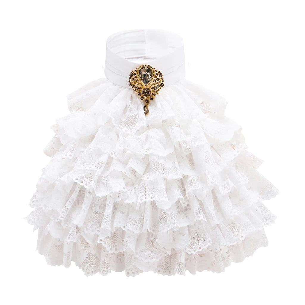 Ruffle Lace Jabot | Rococo Collar & Brooch