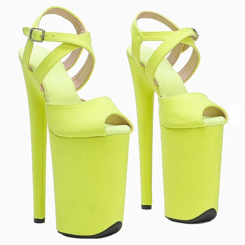 9-Inch Matte Platform Sandals | Open Toe | Cross Strap