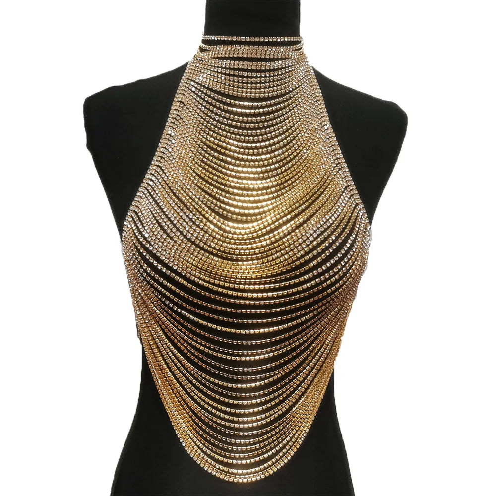 Rhinestone Body Chain | Layered Halter