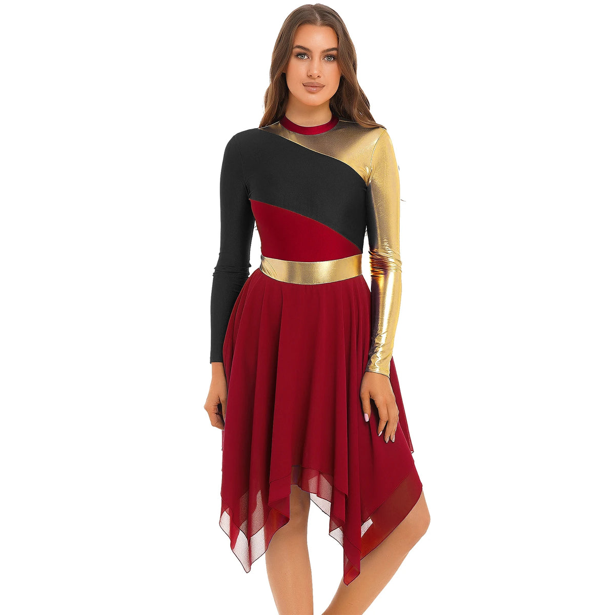 Color Block Dance Dress | Asymmetric Hem | Built-In Briefs
