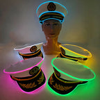 LED Glow Captain Hat | EL Wire Light-Up | Unisex