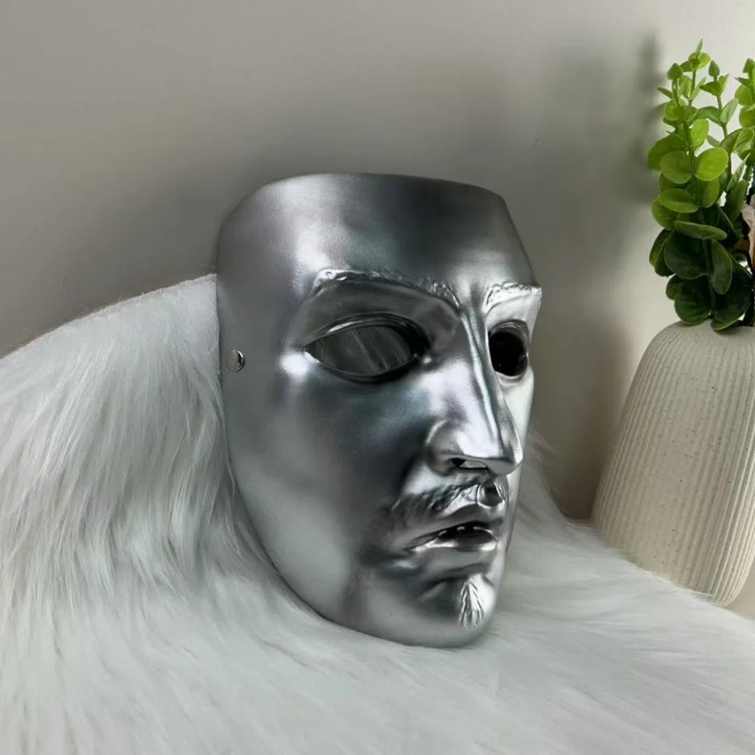 Silver Full-Face Resin Mask | Textured & Smooth | Cosplay