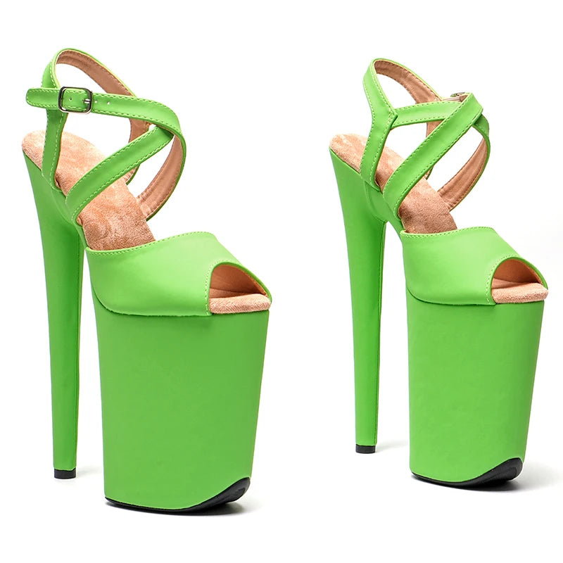 9-Inch Matte Platform Sandals | Open Toe | Cross Strap