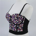 Rhinestone Beaded Bustier Bra Top | Stage & Party