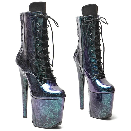 20cm Platform Ankle Boots - Slip-On Dance Boots