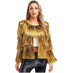 Gold Tiered Fringe Jacket | Sequin Tassel | Jazz Dance | Hollywood Glamour