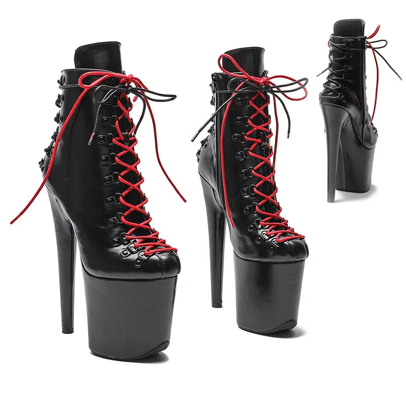 20CM Platform Ankle Boots - Matte Finish High Heel Pole Dance Booties