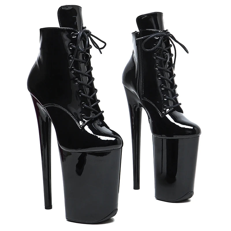 Patent Platform Ankle Boots – 9-Inch Pole Dance Heels, Multi-Color