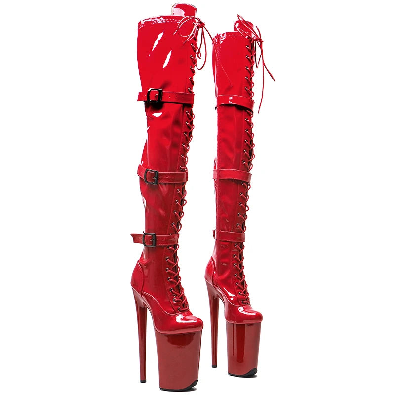 9-Inch Patent Thigh-High Boots - Platform Dance Boots