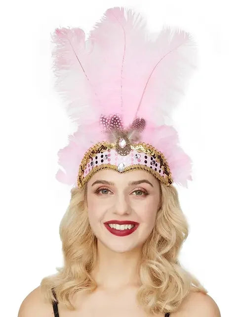 Showgirl Feather Headdress | Crystal Crown | 8 Colors
