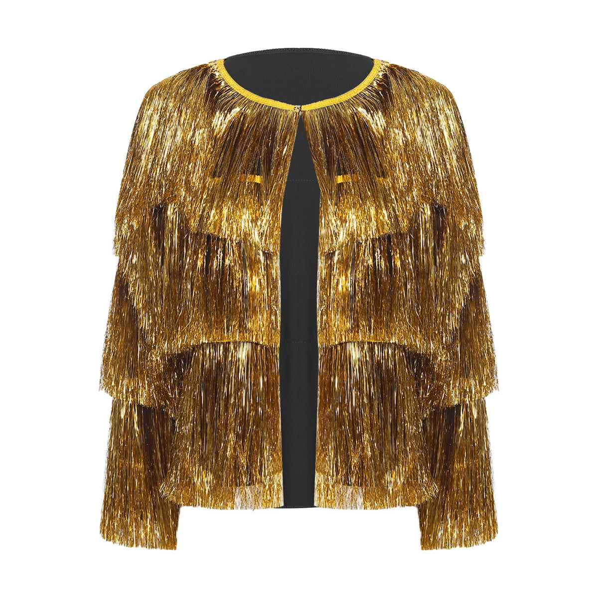 Gold Tiered Fringe Jacket | Sequin Tassel | Jazz Dance | Hollywood Glamour