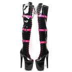 8-Inch Belt-Style Thigh-High Boots - Platform Dance Boots