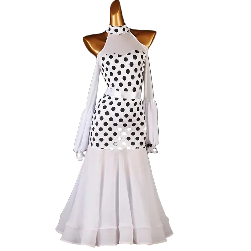 Polka Dot Ballroom Dress | Long Sleeves | 2 Colors | XXS-XXL