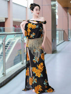 Baladi Saidi Dress | Floral Print Long Robe with Panties