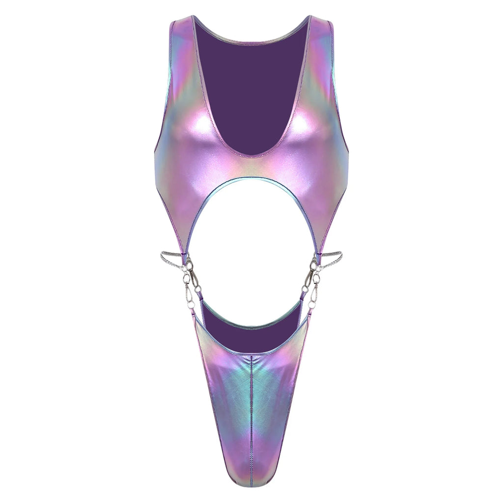 Men's Metallic Cutout Bodysuit Monokini | 2 Colors