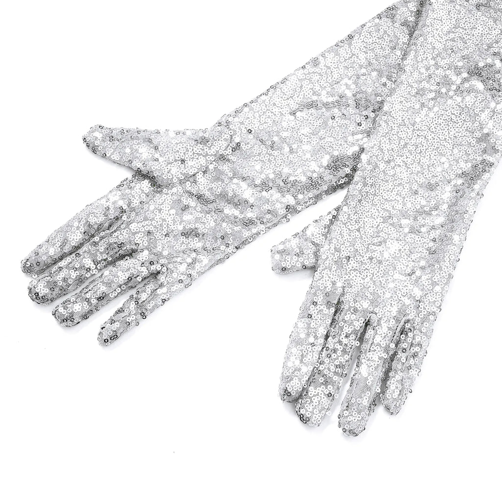 Starlight Sequin Elbow-Length Opera Gloves