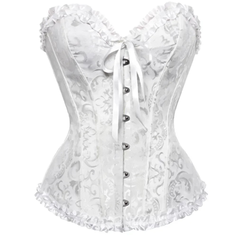 Victorian Overbust Corset | Floral Satin | Plus Size