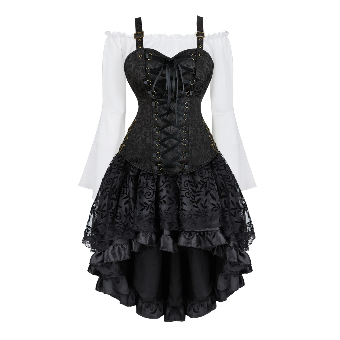 Steampunk Corset Dress | 3-Piece Set | 9 Colors | S-XXXL