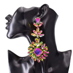 Oversized Glass Gemstone Drop Earrings | Statement Crystal | 4 Styles