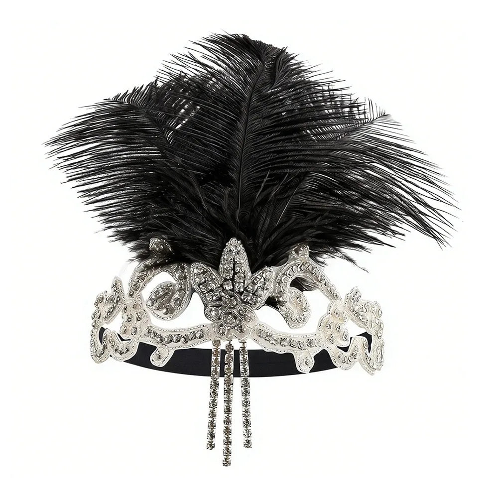 Flapper Headpiece | Rhinestones & Feathers