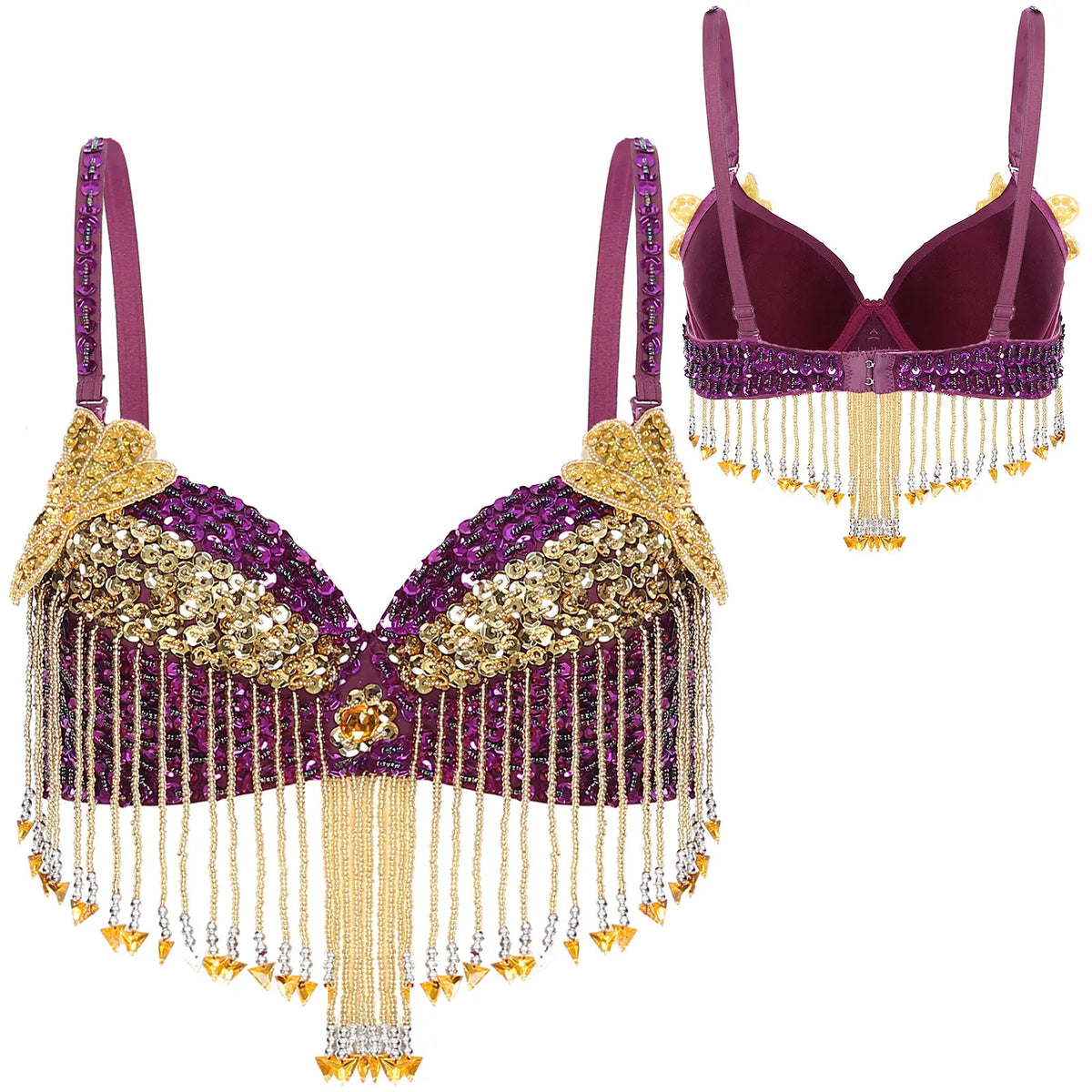 Sequin Beaded Tassel Belly Dance Bra | Underwired | Festival & Stage | One Size