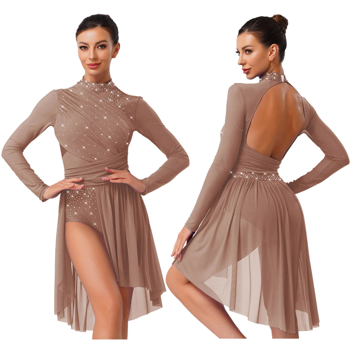 Aurora Rhinestone Lyrical Dance Leotard Dress