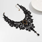 Gothic Lace Collar Necklace | Gem Pendant