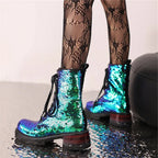Sequin Ankle Boots | Lace-Up | 5.5cm Heel
