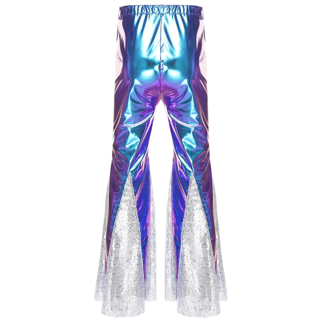 Men's Metallic Flared Disco Pants | Bell Bottom | Sequin