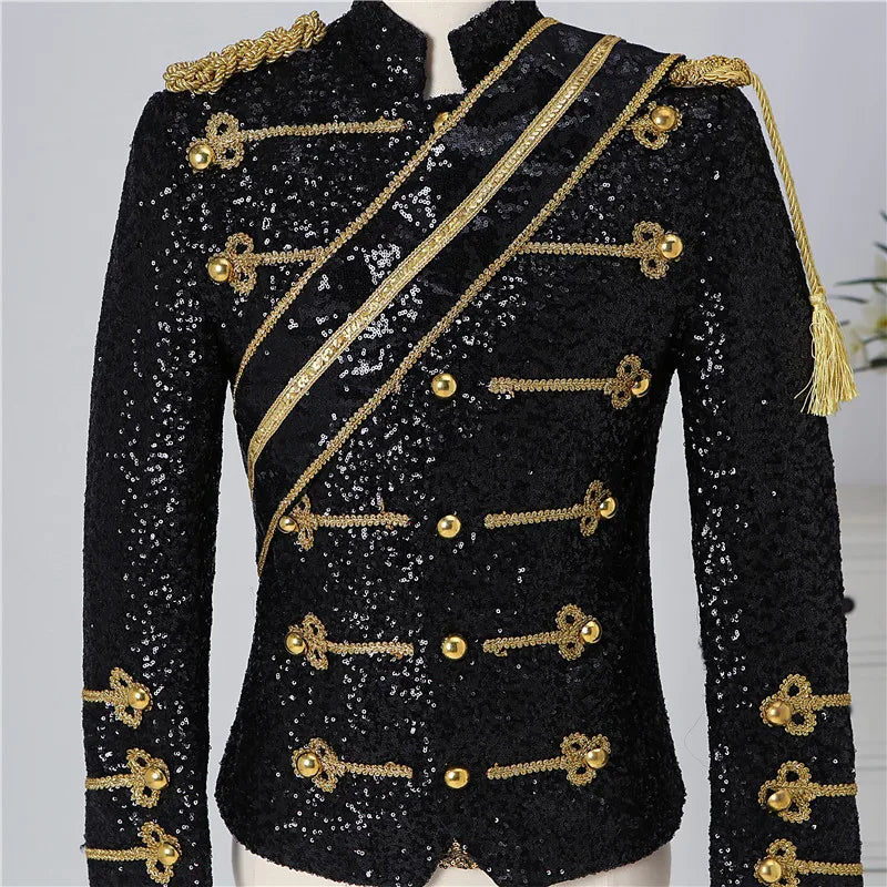Men's Stage Jacket | Military-Inspired Gold Trim