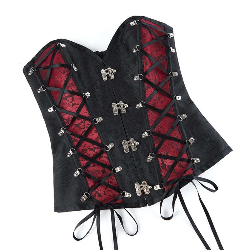 Steampunk Overbust Corset | Vintage Print | Gothic Lace-Up