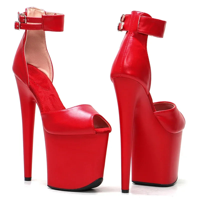 20CM Platform Sandals - Matte Finish High Heel Pole Dance Shoes