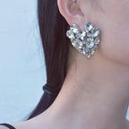 Rhinestone Heart Clip-On Earrings