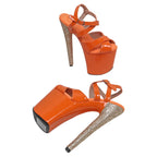 20CM Glitter Platform Pole Dance Sandals - Ultra High Heel Cut-Out Performance Heels