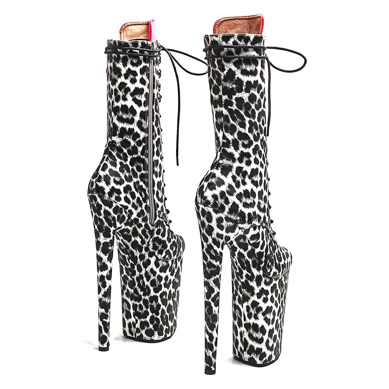 9-Inch Leopard Print Ankle Boots - High Heel Performance Boots