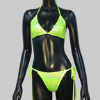 Rhinestone Bandage Bikini Set - Padded Halter Swimwear