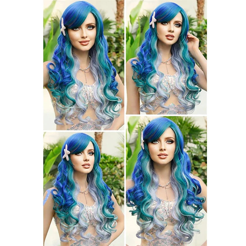 Mermaid Wig | Blue Green Ombre | Long Wavy