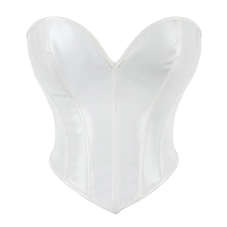 Shiny Patent Overbust Corset | Sweetheart | Black, White & Red