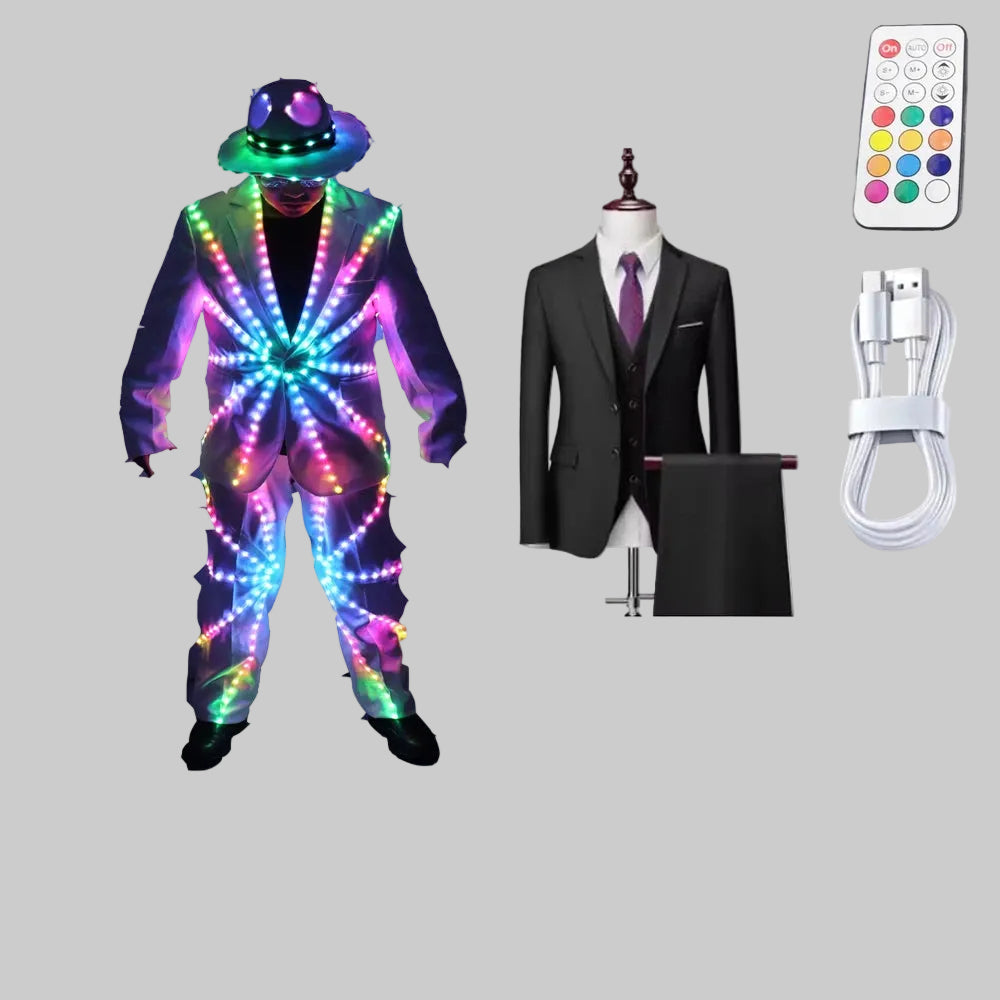 Full Color LED Performance Suit - RGB Light Up Stage Costume Jacket & Pants