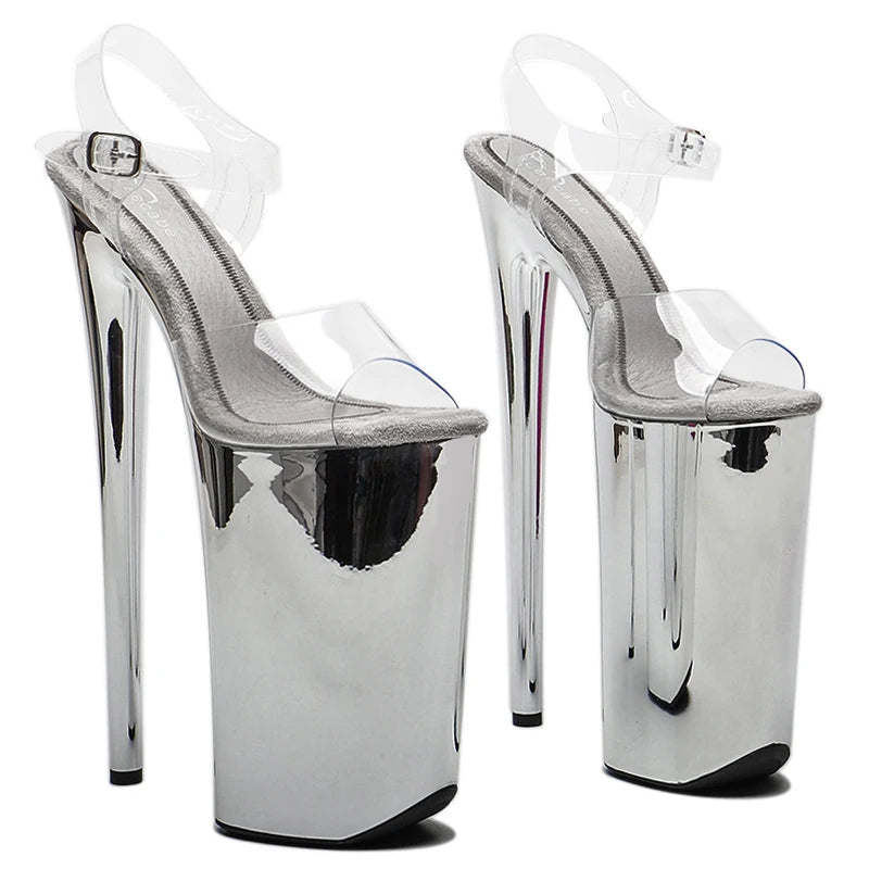 10-Inch Electroplated Platform Heels - Open Toe Exotic Dance Sandals